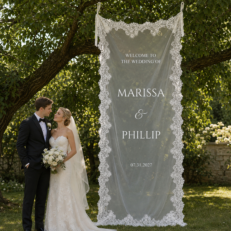 Personalized Lace Wedding Welcome Sign