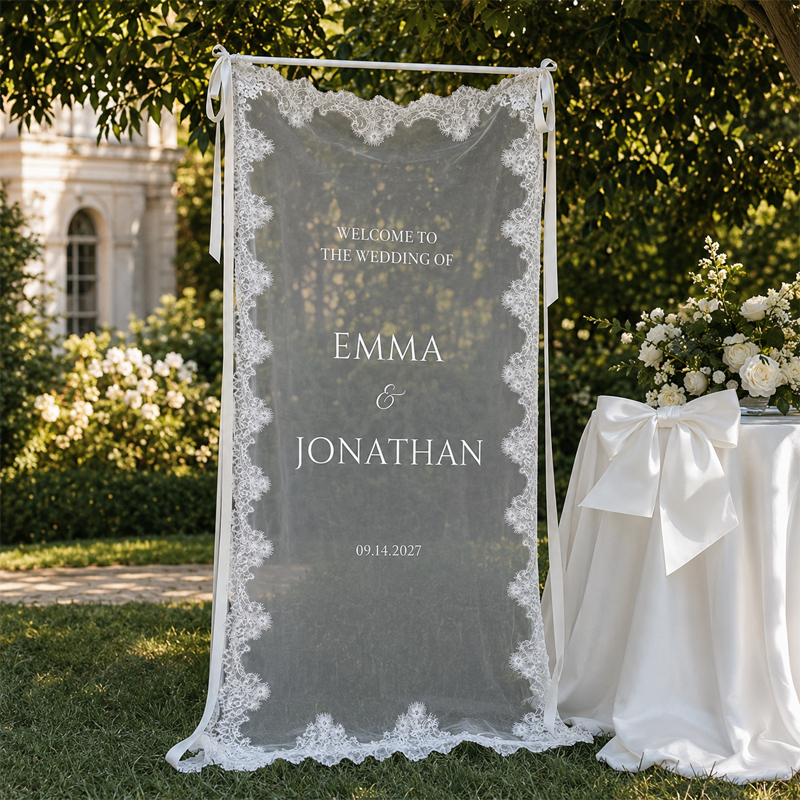 Personalized Lace Wedding Welcome Sign