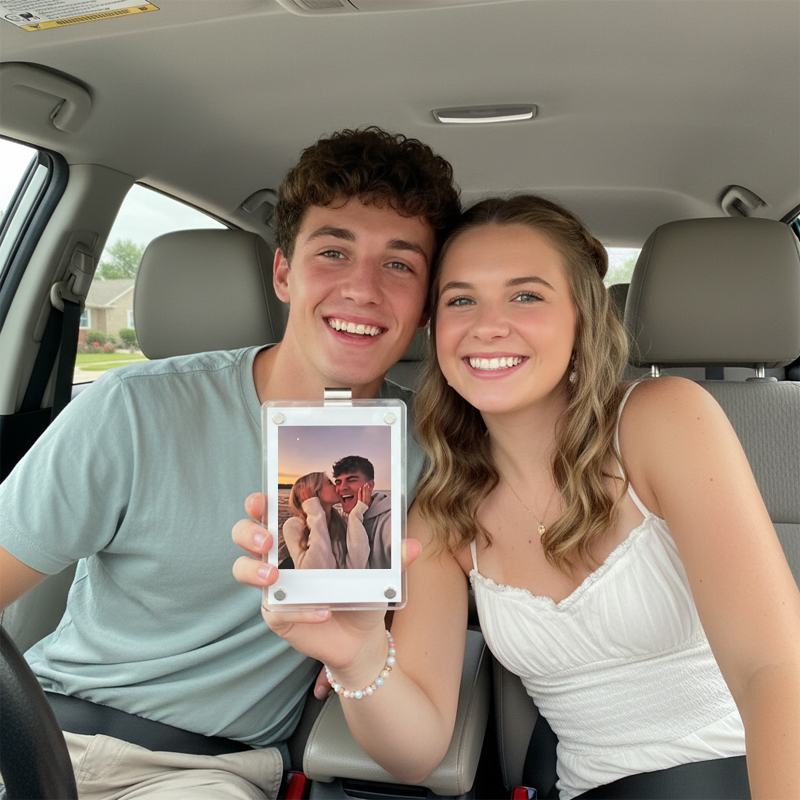 Personalized Photo Car Sun Visor Clip – Custom Picture Keepsake for Couples