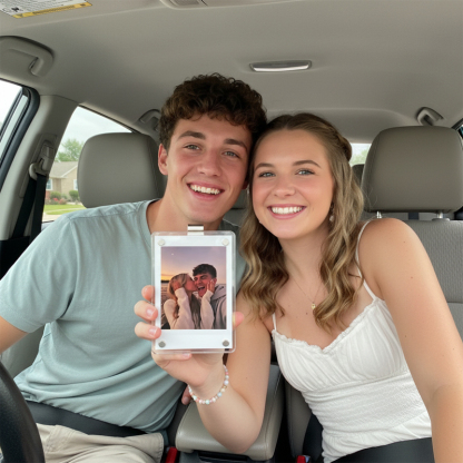 Personalized Photo Car Sun Visor Clip – Custom Picture Keepsake for Couples