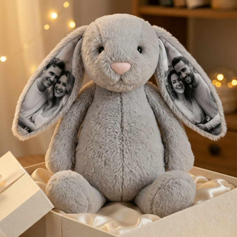 Personalized Photo Bunny Plush – Custom Picture Rabbit Keepsake Gift