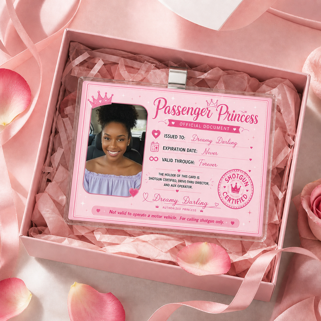 Personalized Passenger Princess Sun Visor Clip – Custom Photo & Name Car Accessory Gift
