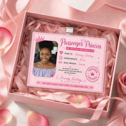 Personalized Passenger Princess Sun Visor Clip – Custom Photo & Name Car Accessory Gift