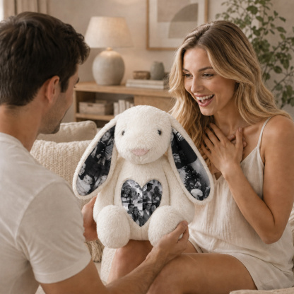 Personalized Photo Bunny Plush – Custom Picture Rabbit Keepsake Gift