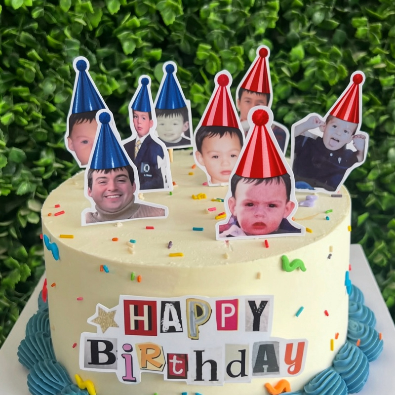 Personalized Birthday Photo Cake Topper Set – Custom Through the Years Cake Decorations