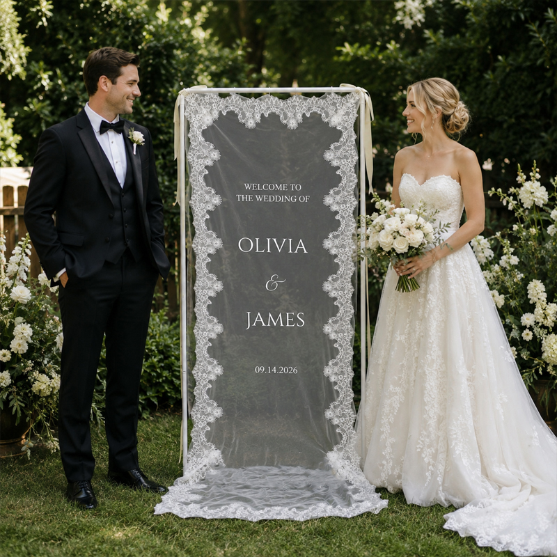 Personalized Lace Wedding Welcome Sign