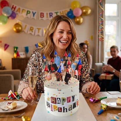 Personalized Birthday Photo Cake Topper Set – Custom Through the Years Cake Decorations