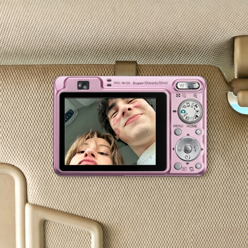 Personalized Couple Photo Retro Camera Car Visor Clip – Custom Romantic Car Keepsake