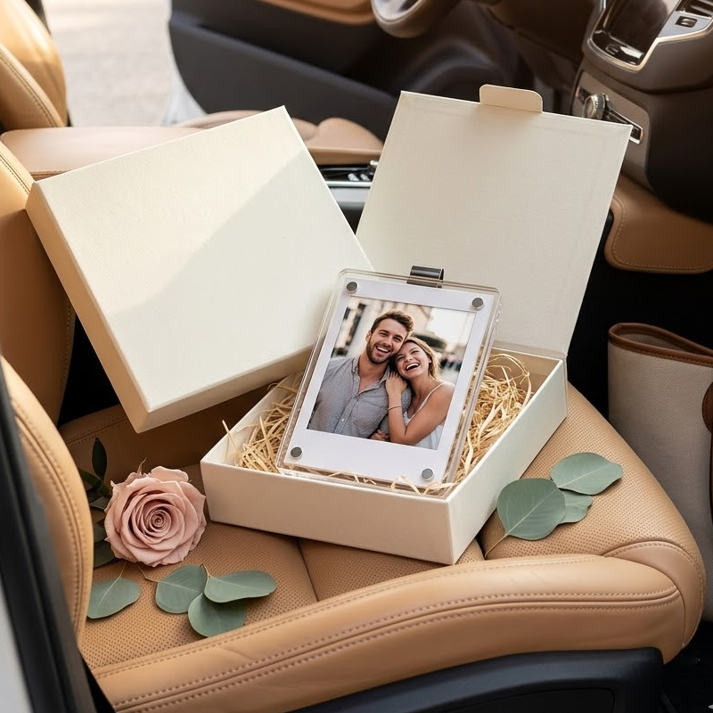 Personalized Photo Car Sun Visor Clip – Custom Picture Keepsake for Couples