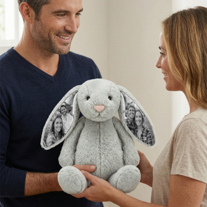 Personalized Photo Bunny Plush – Custom Picture Rabbit Keepsake Gift