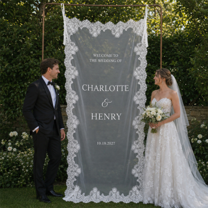 Personalized Lace Wedding Welcome Sign