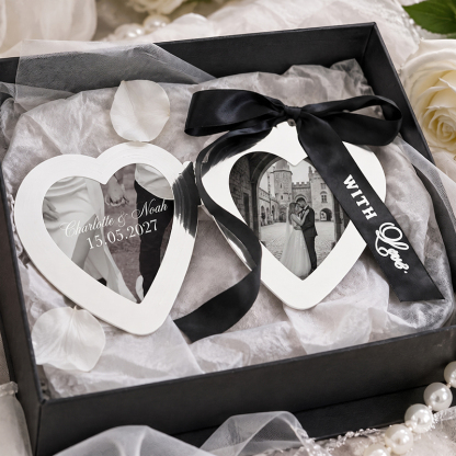 Personalized Heart-Shaped Wedding Photo Album – Custom Couple Names, Date & Photo Keepsake