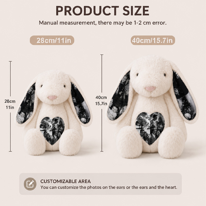 Personalized Photo Bunny Plush – Custom Picture Rabbit Keepsake Gift