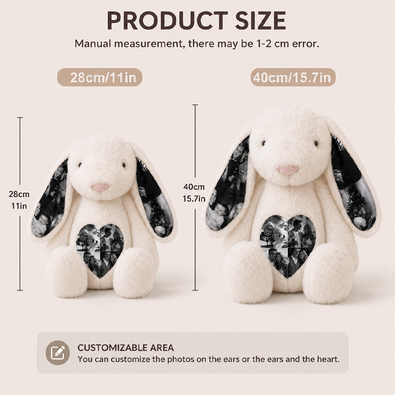 Personalized Photo Bunny Plush – Custom Picture Rabbit Keepsake Gift