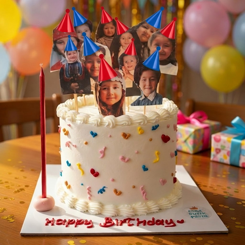 Personalized Birthday Photo Cake Topper Set – Custom Through the Years Cake Decorations