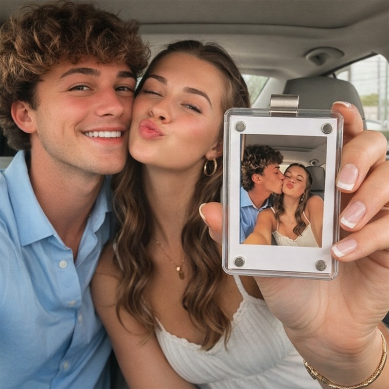 Personalized Photo Car Sun Visor Clip – Custom Picture Keepsake for Couples