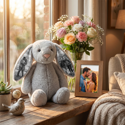 Personalized Photo Bunny Plush – Custom Picture Rabbit Keepsake Gift