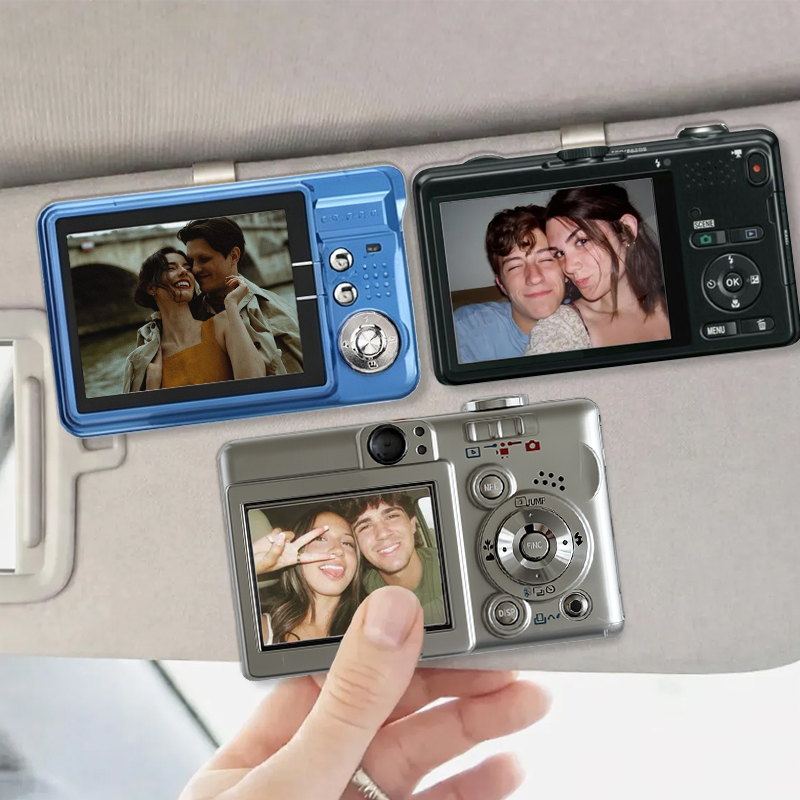 Personalized Couple Photo Retro Camera Car Visor Clip – Custom Romantic Car Keepsake