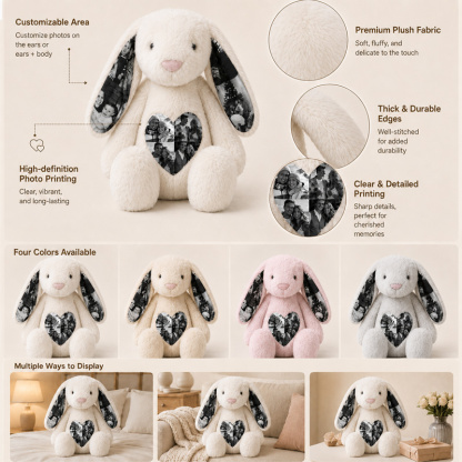 Personalized Photo Bunny Plush – Custom Picture Rabbit Keepsake Gift