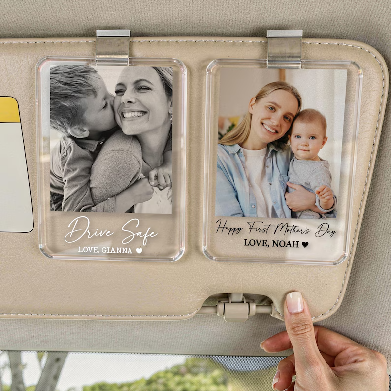 Personalized Photo Car Visor Clip, Drive Safe I Love You, Anniversary Gift for Her Picture Fridge Magnet