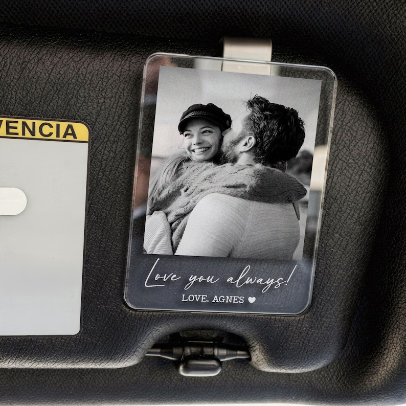 Personalized Photo Car Visor Clip, Drive Safe I Love You, Anniversary Gift for Her Picture Fridge Magnet