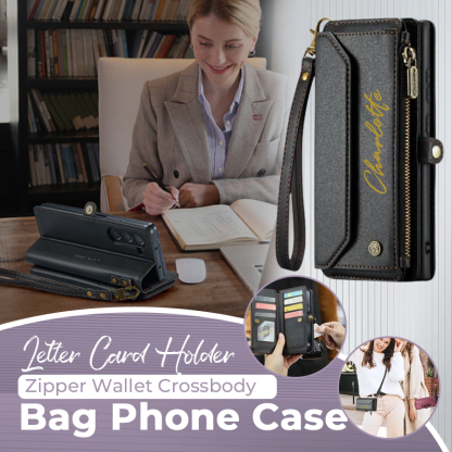 Personalised Monogram Card Holder Zipper Wallet Crossbody Phone Case