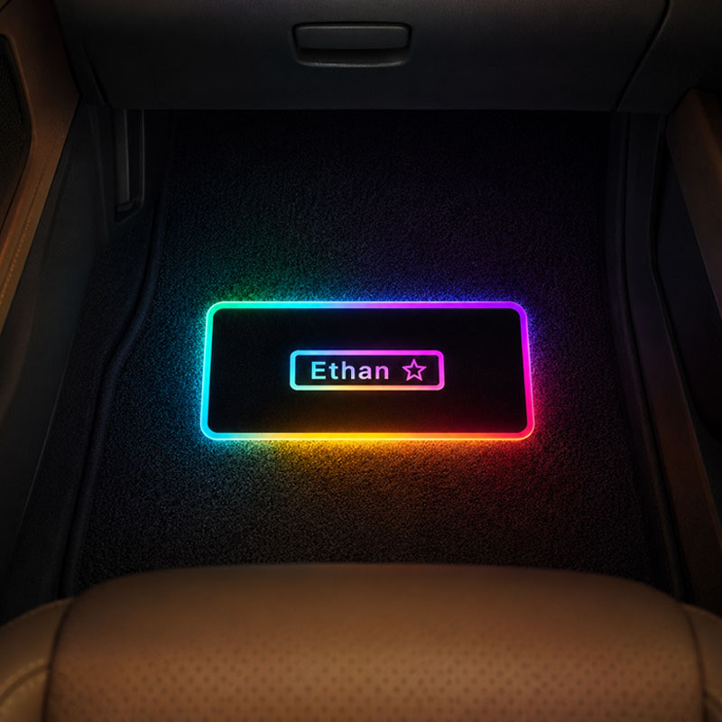 Personalized Passenger Princess LED Car Floor Mat – Custom Name Glow Plate Gift for Girlfriend & Wife