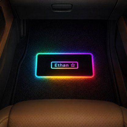 Personalized Passenger Princess LED Car Floor Mat – Custom Name Glow Plate Gift for Girlfriend & Wife