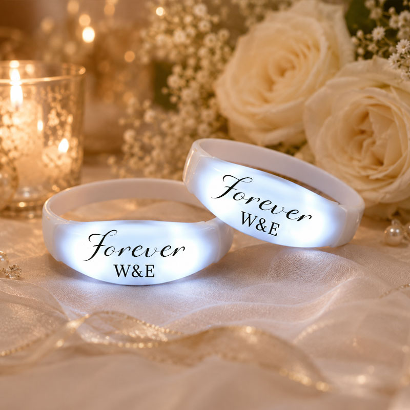 Custom Light-Up Wedding Wristbands – Personalized Glow Bracelets for Bride, Groom & Guests