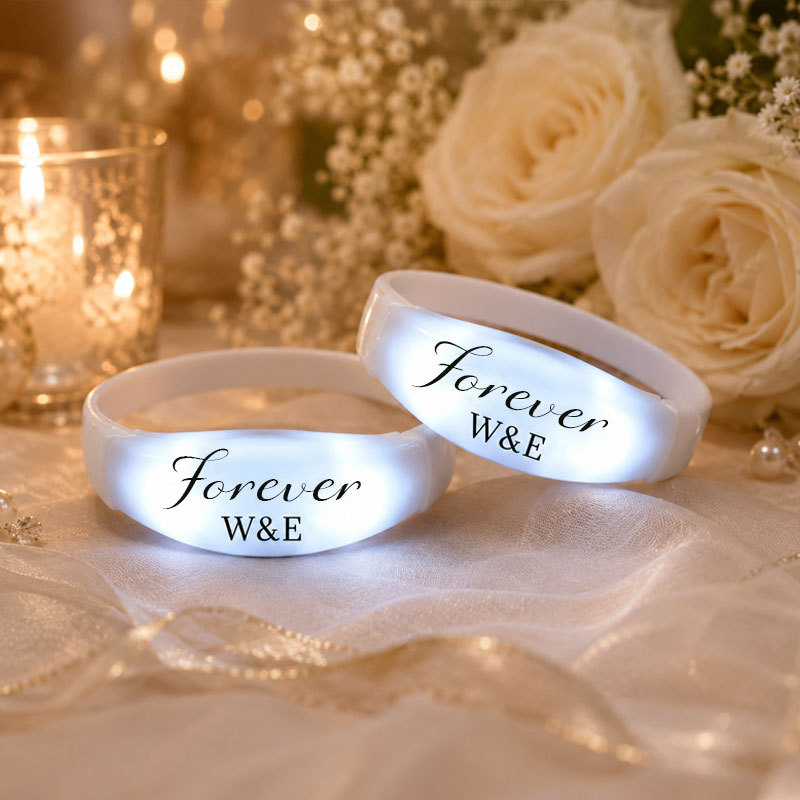 Custom Light-Up Wedding Wristbands – Personalized Glow Bracelets for Bride, Groom & Guests