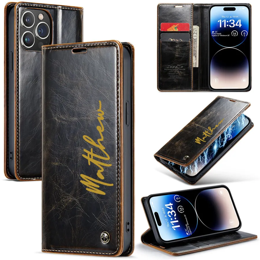 Personalised Monogram Card Holder Magnetic Wallet Phone Case
