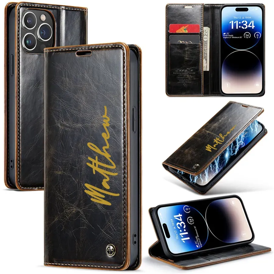 Personalised Monogram Card Holder Magnetic Wallet Phone Case