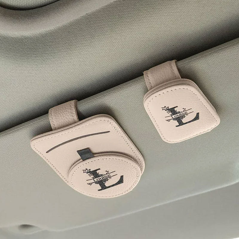 Personalized Leather Multifunctional Car Sunglasses Holder