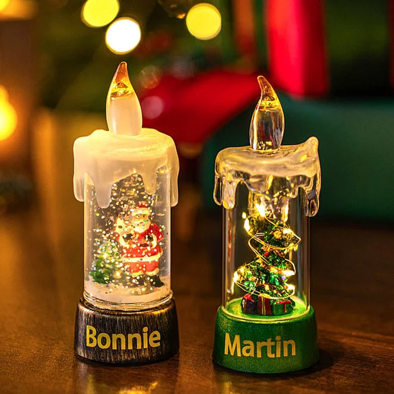 Personalized Snowman Santa Claus Flameless LED Candle Light