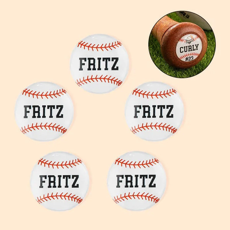 Personalized Set of 5 3D Bat Knob Decal Stickers