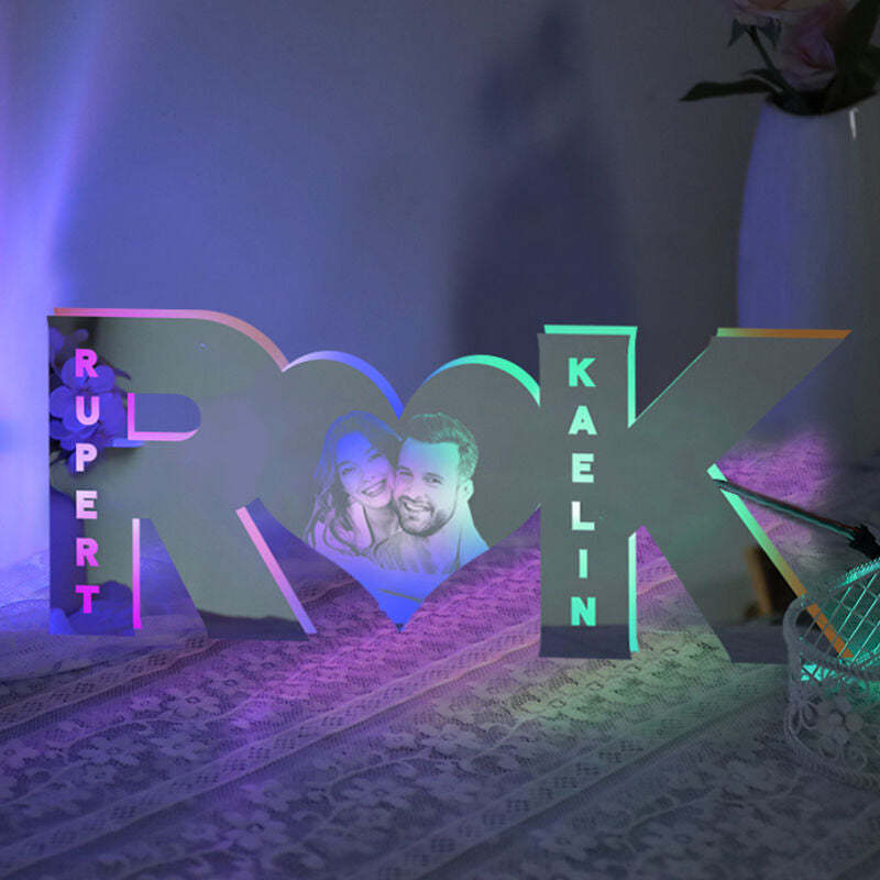 Personalized Led Mirror Light Customized Couple Initials And Photo Romantic Gift For Valentine's Day