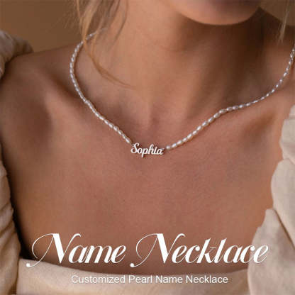 Custom Freshwater Pearl Name Necklace
