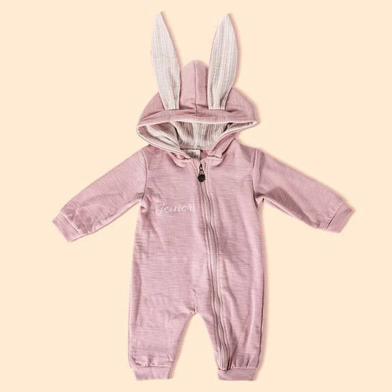 Personalized Multicolor Embroidered Name Bunny Ears Bodysuit