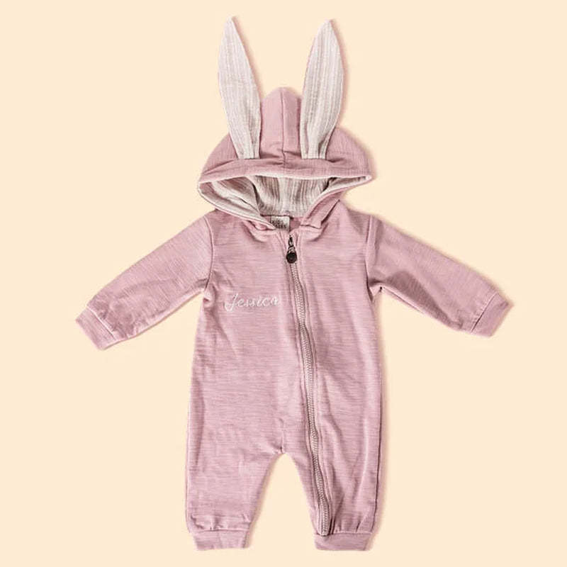 Personalized Multicolor Embroidered Name Bunny Ears Bodysuit