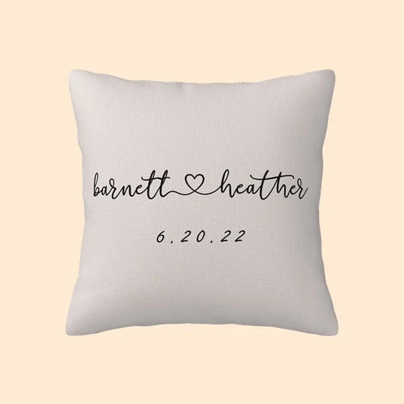 Personalized Couple Name and Date Cushion Cover Throw Pillow Cover