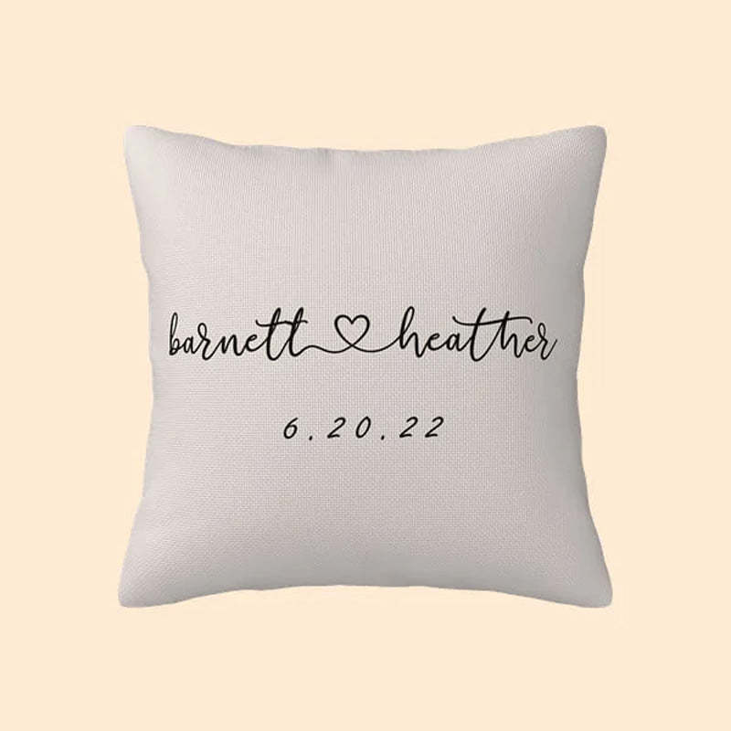 Personalized Couple Name and Date Cushion Cover Throw Pillow Cover