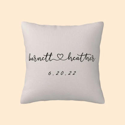 Personalized Couple Name and Date Cushion Cover Throw Pillow Cover