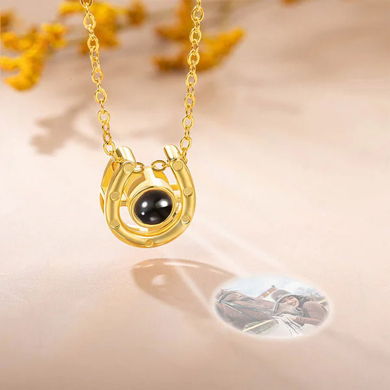 Personalized Horseshoe Photo Projection Necklace