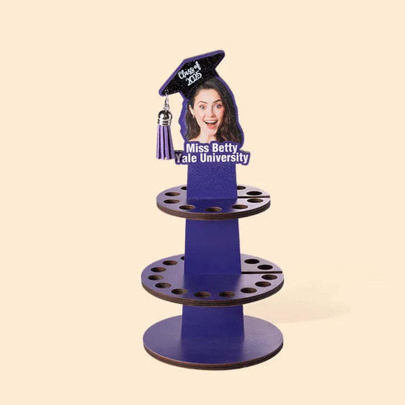 Personalized Graduation Cap Photo Wooden Cake Money Holder with Text