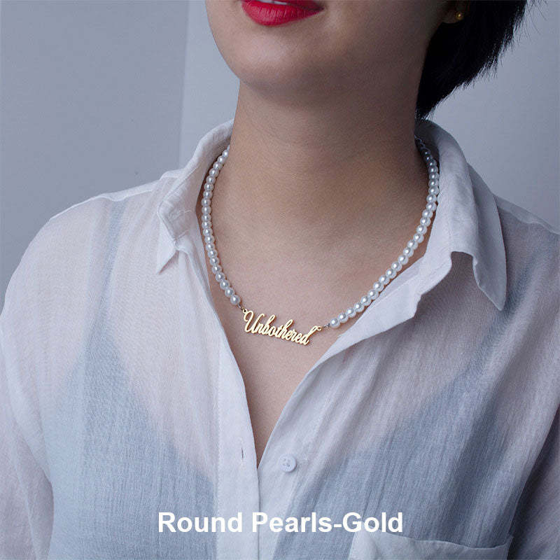 Custom Freshwater Pearl Name Necklace