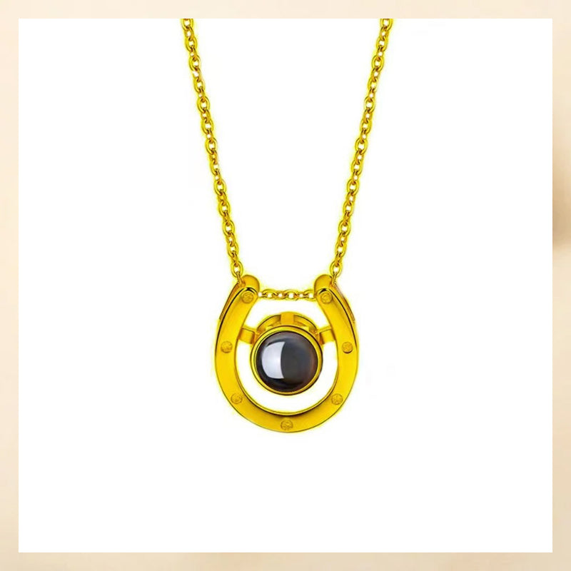 Personalized Horseshoe Photo Projection Necklace