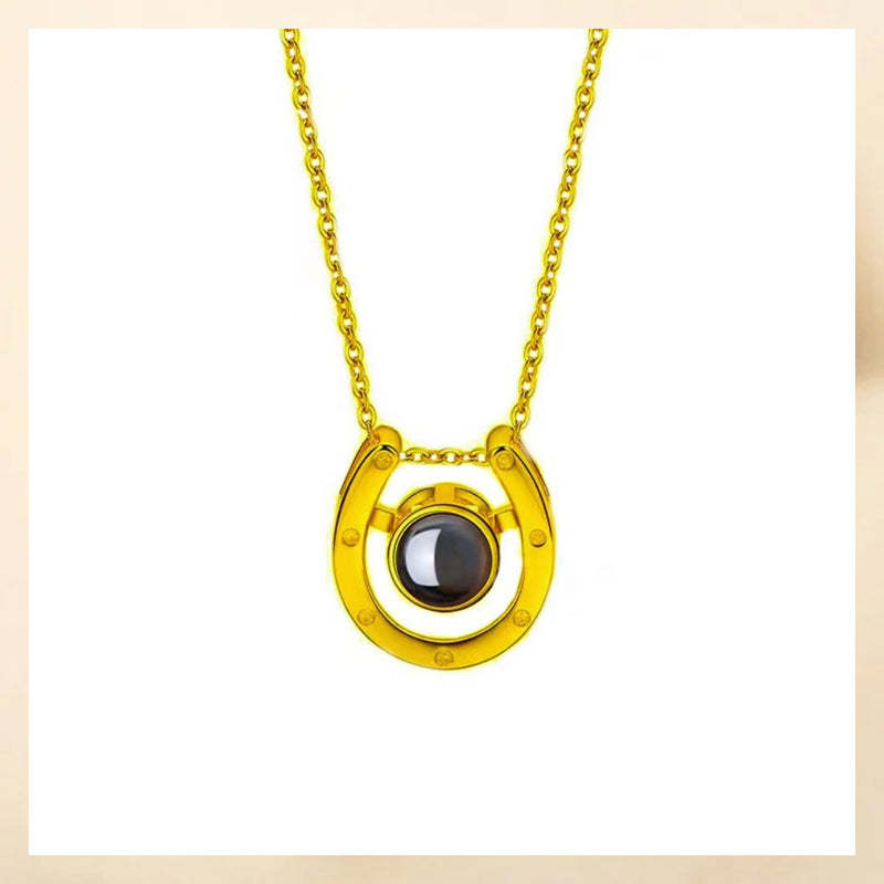Personalized Horseshoe Photo Projection Necklace