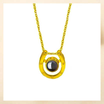 Personalized Horseshoe Photo Projection Necklace