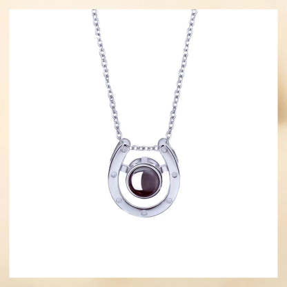 Personalized Horseshoe Photo Projection Necklace