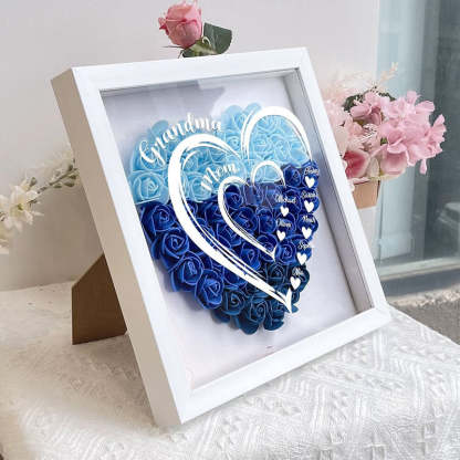 Grandma Hearts Mum Hearts - Personalized Flower Shadow Box